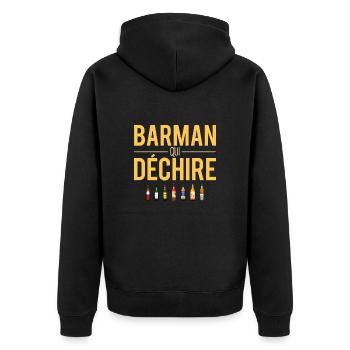 Barman qui déchire cadeau meilleur barman humour - Veste à capuche bio Premium Unisexe - noir - Dos - Nico (187cm)