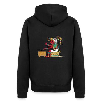 Eagle Warrior spielt Go - Unisex Premium Bio Zip Hoodie - Schwarz - Hinten - Nico (187cm)