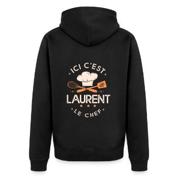 Laurent Chef Ici c est laurent le chef cuisinier - Veste à capuche bio Premium Unisexe - noir - Dos - Nico (187cm)