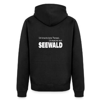 Therapie SEEWALD - Unisex Premium Bio Zip Hoodie - Schwarz - Hinten - Nico (187cm)