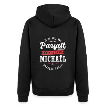 Michaël Parfait Cadeau prenom michael - Veste à capuche bio Premium Unisexe - noir - Dos - Nico (187cm)