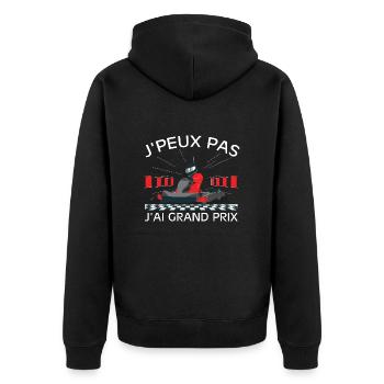 Ich kann nicht, ich habe ein Grand-Prix-Autorennen - Unisex Premium Bio Zip Hoodie - Schwarz - Hinten - Nico (187cm)