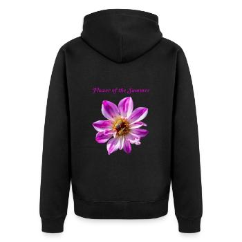 Pink Dahlia imperialis Blume, Biene, Natürlich - Unisex Premium Bio Zip Hoodie - Schwarz - Hinten - Nico (187cm)