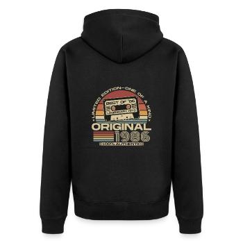 Original 1986 Jahrgang Geburtstag Retro Geschenk - Unisex Premium Bio Zip Hoodie - Schwarz - Hinten - Nico (187cm)