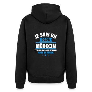 papa médecin : cadeau fête des pères - Veste à capuche bio Premium Unisexe - noir - Dos - Nico (187cm)