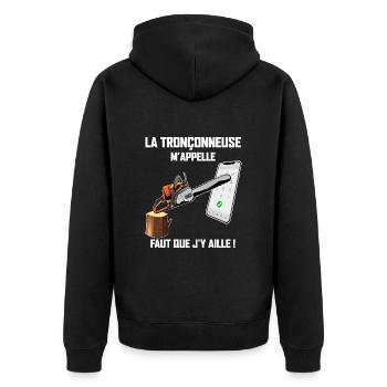 La Tronçonneuse Le Poratble et le Bûcheron - Veste à capuche bio Premium Unisexe - noir - Dos - Nico (187cm)