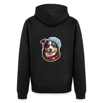 Scarf wearers in the dog winter land - Unisex Premium Organic Zip Hoodie - black - Back - Nico (187cm)