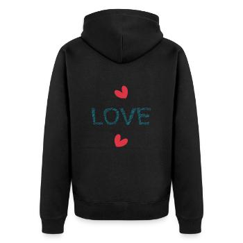 LIEBE. ICH HABE GERADE GEHEIRATET. Junggesellinnenabschied. HEILIGER VALENTINSTAG. PAAR. - Unisex Premium Bio Zip Hoodie - Schwarz - Hinten - Nico (187cm)