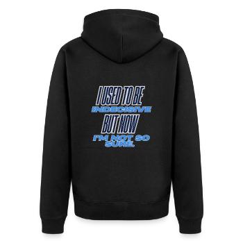 Unentschlossen sicher - Unisex Premium Bio Zip Hoodie - Schwarz - Hinten - Nico (187cm)