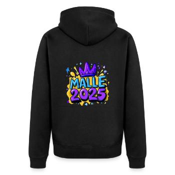 Malle 2025 Spruch Mallorca - Unisex Premium Bio Zip Hoodie - Schwarz - Hinten - Nico (187cm)