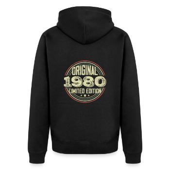 1980 Birthday Parties, a legendary vintage - Unisex Premium Organic Zip Hoodie - black - Back - Nico (187cm)