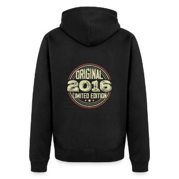 2016 Fêtes D’anniversaire, Un Millésime Légendaire - Veste à capuche bio Premium Unisexe - noir - Dos - Nico (187cm)