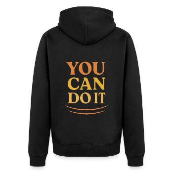 Citation de motivation rétro « Tu peux le faire » - Veste à capuche bio Premium Unisexe - noir - Dos - Nico (187cm)
