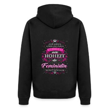 Votre Altesse la Féministe entre dans la salle - Veste à capuche bio Premium Unisexe - noir - Dos - Nico (187cm)