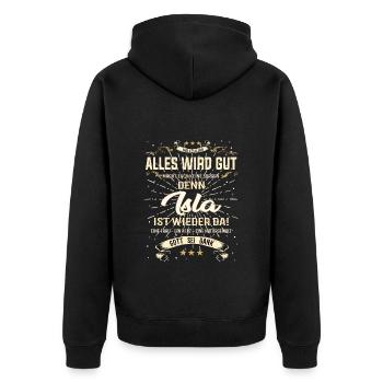 Everything Will Be Alright 'Cause Isla Is Here Outfit - Unisex Premium Organic Zip Hoodie - black - Back - Nico (187cm)