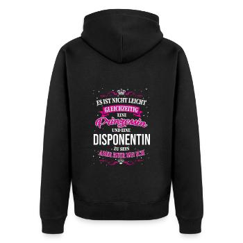 Not just being a dispatcher and princess - Unisex Premium Organic Zip Hoodie - black - Back - Nico (187cm)