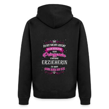 Erzieherin und Prinzessin - Unisex Premium Bio Zip Hoodie - Schwarz - Hinten - Nico (187cm)