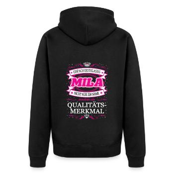 Quality feature Mila simply first-class - Unisex Premium Organic Zip Hoodie - black - Back - Nico (187cm)