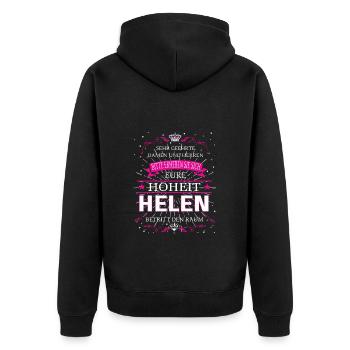 Votre Altesse Hélène entre dans la pièce - Veste à capuche bio Premium Unisexe - noir - Dos - Nico (187cm)