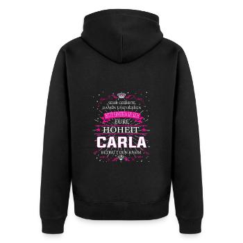 Your Highness Carla enters the room - Unisex Premium Organic Zip Hoodie - black - Back - Nico (187cm)