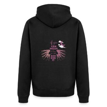 Drôle de sport de fitness - Réaliser un rêve - Veste à capuche bio Premium Unisexe - noir - Dos - Nico (187cm)