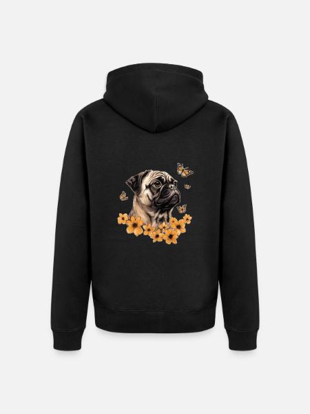 Mops - Unisex Premium Bio Zip Hoodie - Schwarz
