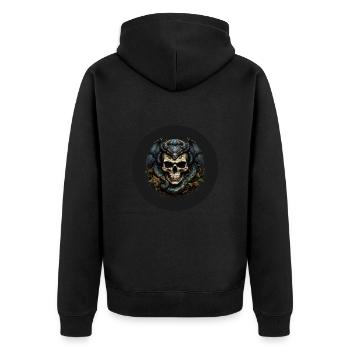 Dekorativer Schädel mit Schlangen - Unisex Premium Bio Zip Hoodie - Schwarz - Hinten - Nico (187cm)