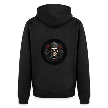 Dekorativer Schädel mit Schlangen - Unisex Premium Bio Zip Hoodie - Schwarz - Hinten - Nico (187cm)