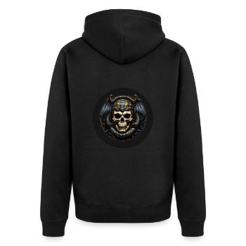 Dekorativer Schädel mit Schlangen - Unisex Premium Bio Zip Hoodie - Schwarz - Hinten - Nico (187cm)
