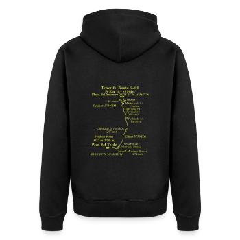 Route 0.4.0 Playa del Socorro - Pico del Teide - Unisex Premium Bio Zip Hoodie - Schwarz - Hinten - Nico (187cm)