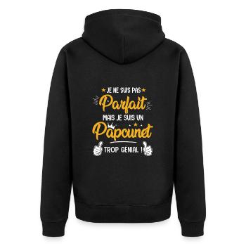 parfait mais un papounet trop génial Cadeau papa - Veste à capuche bio Premium Unisexe - noir - Dos - Nico (187cm)