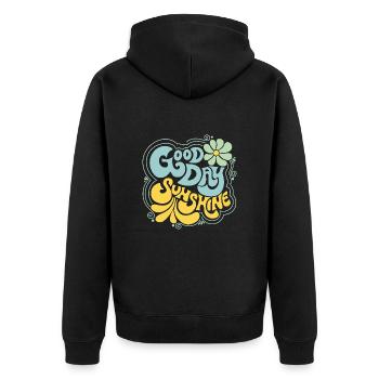 Bonne journée et fleur - Veste à capuche bio Premium Unisexe - noir - Dos - Nico (187cm)