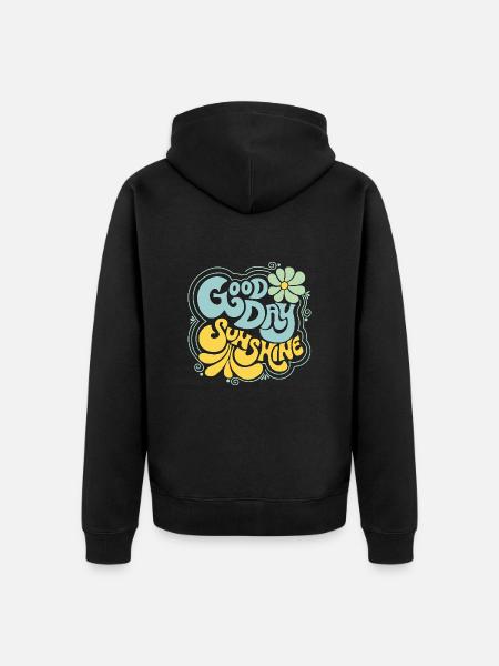Good day and flower - Unisex Premium Organic Zip Hoodie - black