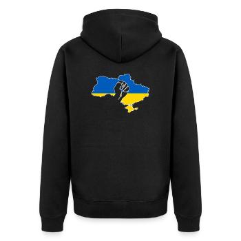 Drapeau de poing Ukraine fier cadeau maison Kiev - Veste à capuche bio Premium Unisexe - noir - Dos - Nico (187cm)