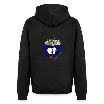 YoshiHeart - Edition 1 - Heart dark blue - Unisex Premium Organic Zip Hoodie - black - Back - Nico (187cm)
