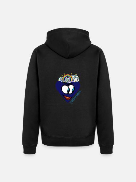 YoshiHeart - Udgave 1 - Hjerte mørkeblå - Premium økologisk unisex-hættejakke - sort