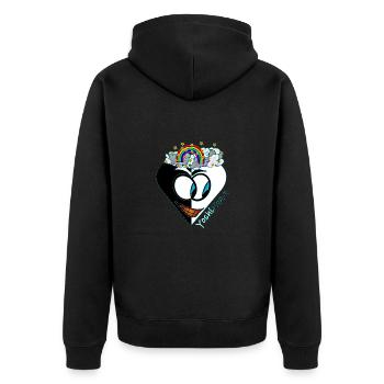 YoshiHeart - Edition 1 - Heart black and white - Unisex Premium Organic Zip Hoodie - black - Back - Nico (187cm)