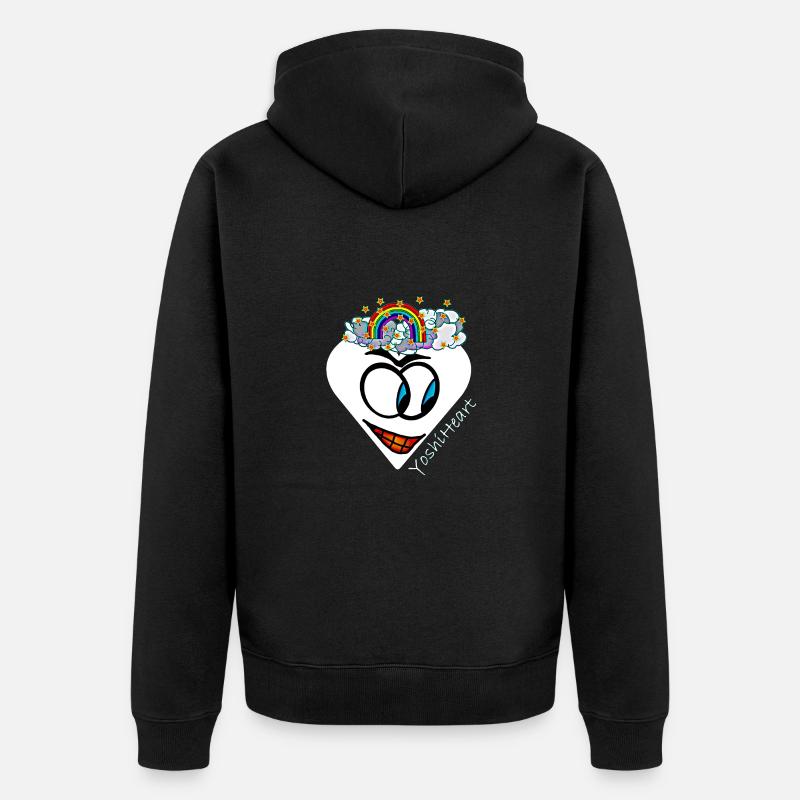 YoshiHeart - Edition 1 - Cœur blanc - Veste à capuche bio Premium Unisexe - noir
