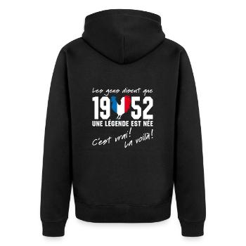 Né en 1952 - Coq aux couleurs françaises - Veste à capuche bio Premium Unisexe - noir - Dos - Nico (187cm)