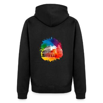Rom muss man erleben - Unisex Premium Bio Zip Hoodie - Schwarz - Hinten - Nico (187cm)