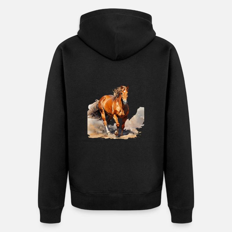 Les chevaux méritent le respect - Veste à capuche bio Premium Unisexe - noir