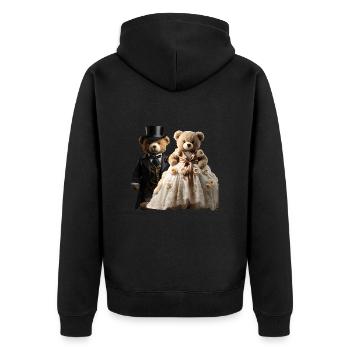 Two happy newlywed bears - Unisex Premium Organic Zip Hoodie - black - Back - Nico (187cm)