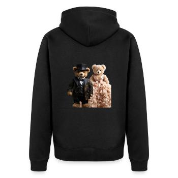 Zwei Teddybären frisch verheiratet - Unisex Premium Bio Zip Hoodie - Schwarz - Hinten - Nico (187cm)
