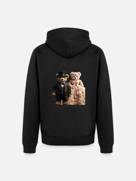 Two teddy bears newly married - Unisex Premium Organic Zip Hoodie - black