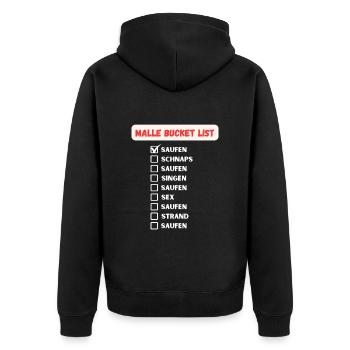 Malle Bucket List Party Junggesellenabschied - Unisex Premium Bio Zip Hoodie - Schwarz - Hinten - Nico (187cm)