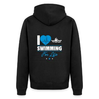 J’aime nager pour la vie - Veste à capuche bio Premium Unisexe - noir - Dos - Nico (187cm)