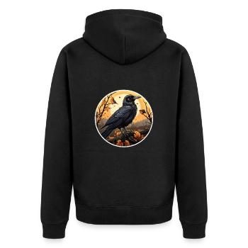 Krähe Herbst Halloween - Unisex Premium Bio Zip Hoodie - Schwarz - Hinten - Nico (187cm)
