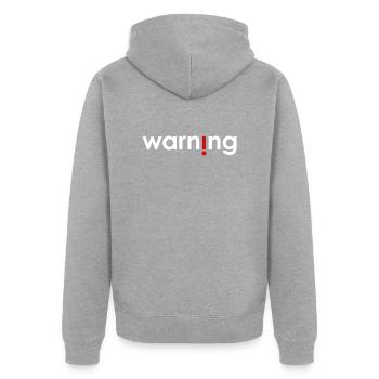 Warning - Unisex Premium Organic Zip Hoodie - heather grey - Back - Nico (187cm)