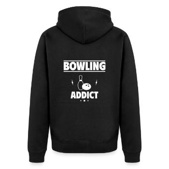 Bowling Addict - Unisex Premium Organic Zip Hoodie - black - Back - Nico (187cm)