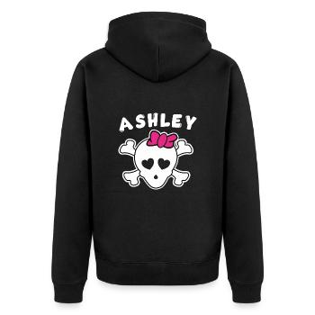 Piratin Ashley Design für Mädchen und Frauen - Unisex Premium Bio Zip Hoodie - Schwarz - Hinten - Nico (187cm)